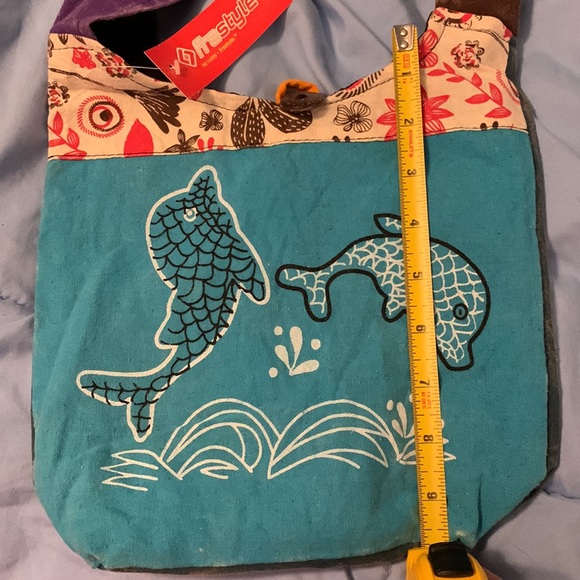 Frestyle Dolphins Playing Small Hobo Bag. - Picture 7 of 13